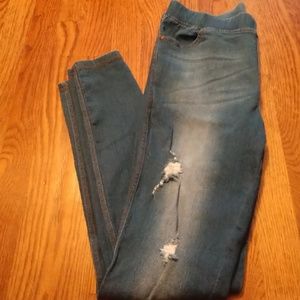 Dark washed ripped jeggings